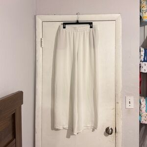 Zara White Elastic-Waist Trousers